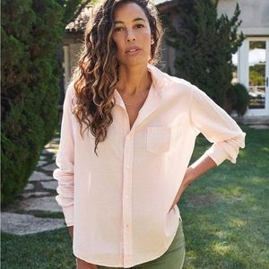 Frank & Eileen "Eileen" Button Down Shirt Medium Pink Linen